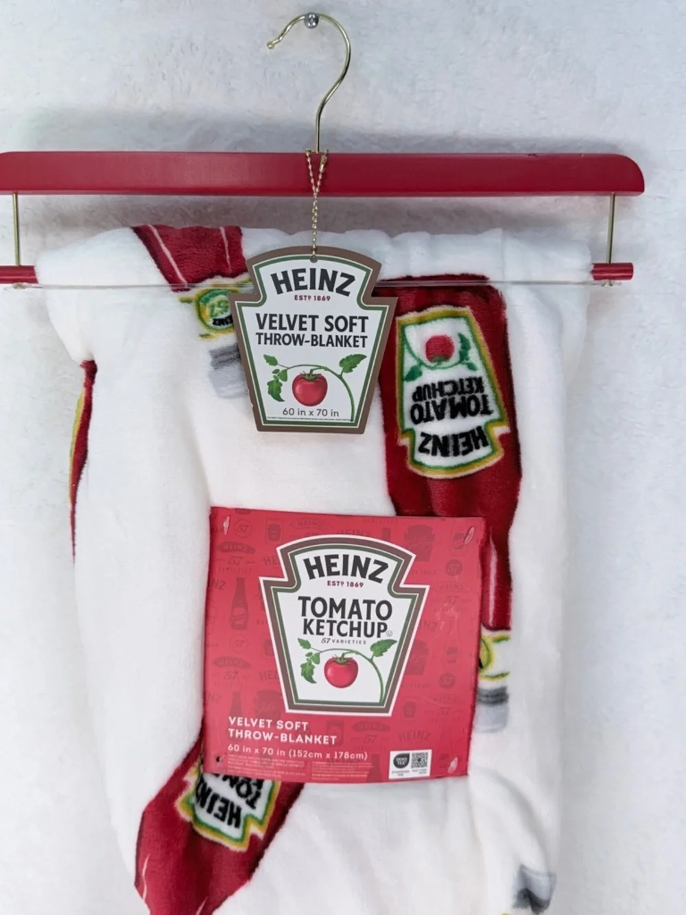 Heinz Tomato Ketchup Velvet Soft Throw Blanket 60x70 Novelty Food Print Ketchup